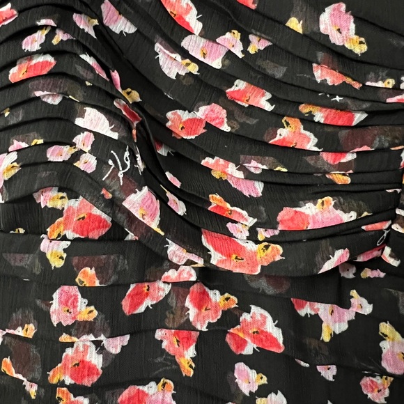 Karl Lagerfeld Smocked Crop Top Flower Print in Black Combo - Picture 12 of 13